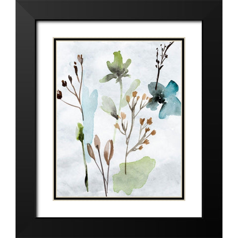 Watercolor Wildflowers VI Black Modern Wood Framed Art Print with Double Matting by Wang, Melissa