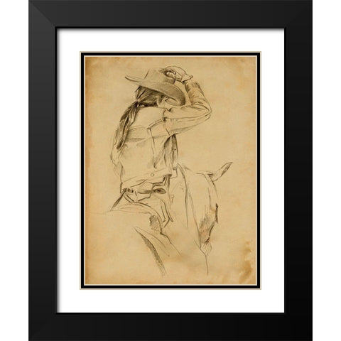 Cowgirl on Horseback II Black Modern Wood Framed Art Print with Double Matting by Parker, Jennifer Paxton