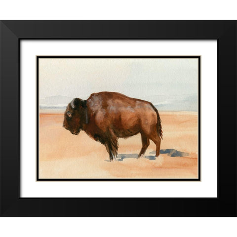 Grazing Bison I Black Modern Wood Framed Art Print with Double Matting by Parker, Jennifer Paxton