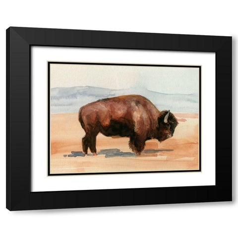 Grazing Bison II Black Modern Wood Framed Art Print with Double Matting by Parker, Jennifer Paxton