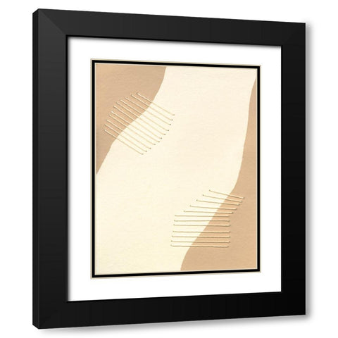 Custom Neutral Stitches II Black Modern Wood Framed Art Print with Double Matting by Moore, Regina