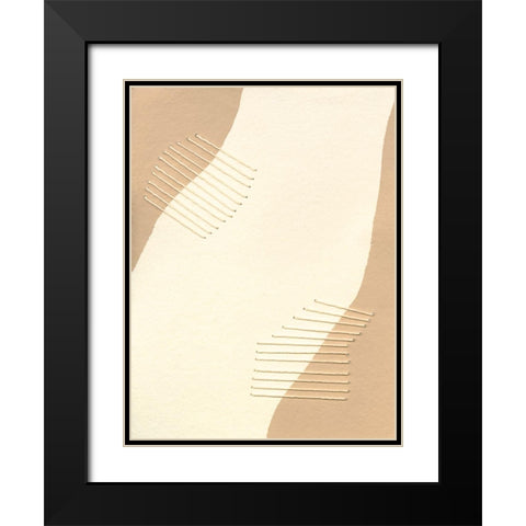 Custom Neutral Stitches II Black Modern Wood Framed Art Print with Double Matting by Moore, Regina