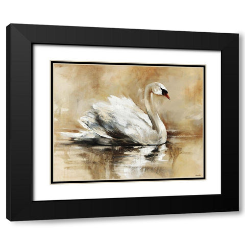 Swan Lake Black Modern Wood Framed Art Print with Double Matting by Edmunds, Sydney
