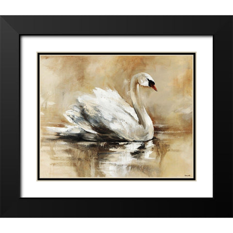Swan Lake Black Modern Wood Framed Art Print with Double Matting by Edmunds, Sydney