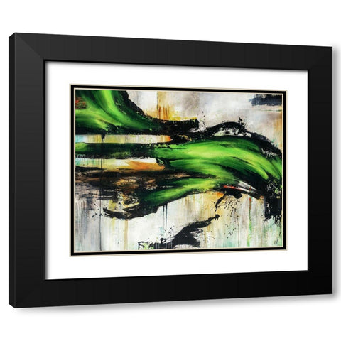 Emerald Splash Black Modern Wood Framed Art Print with Double Matting by Drotar, Rikki