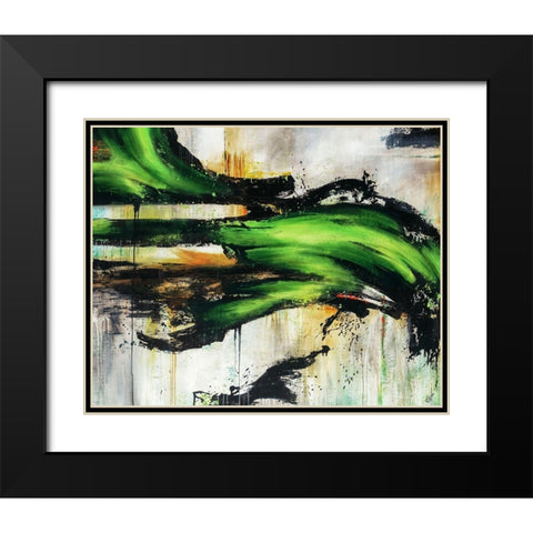 Emerald Splash Black Modern Wood Framed Art Print with Double Matting by Drotar, Rikki