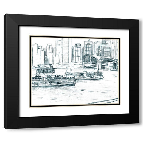 Ferryboats I Black Modern Wood Framed Art Print with Double Matting by Wang, Melissa