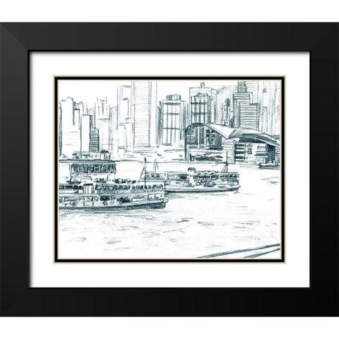 Ferryboats I Black Modern Wood Framed Art Print with Double Matting by Wang, Melissa