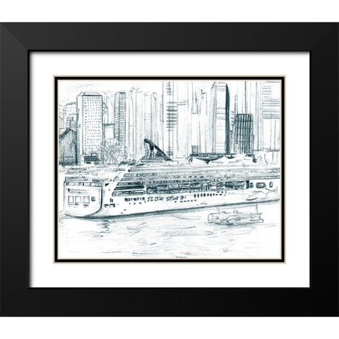 Ferryboats II Black Modern Wood Framed Art Print with Double Matting by Wang, Melissa