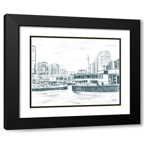 Ferryboats III Black Modern Wood Framed Art Print with Double Matting by Wang, Melissa