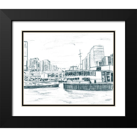 Ferryboats III Black Modern Wood Framed Art Print with Double Matting by Wang, Melissa