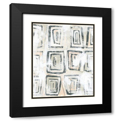 Sand Glyphs IV Black Modern Wood Framed Art Print with Double Matting by Vess, June Erica