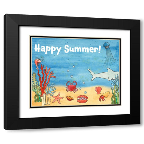 Cute Sea Creatures I Black Modern Wood Framed Art Print with Double Matting by Longley, Alicia