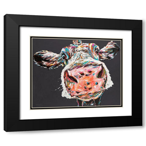 Custom Funny Cow I Black Modern Wood Framed Art Print with Double Matting by Vitaletti, Carolee