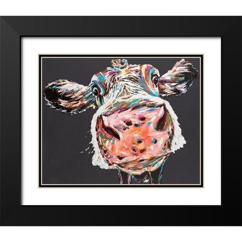 Custom Funny Cow I Black Modern Wood Framed Art Print with Double Matting by Vitaletti, Carolee