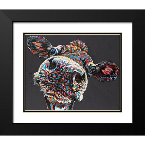 Custom Funny Cow II Black Modern Wood Framed Art Print with Double Matting by Vitaletti, Carolee