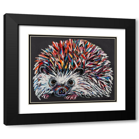 Custom Colorful Hedgehog I Black Modern Wood Framed Art Print with Double Matting by Vitaletti, Carolee