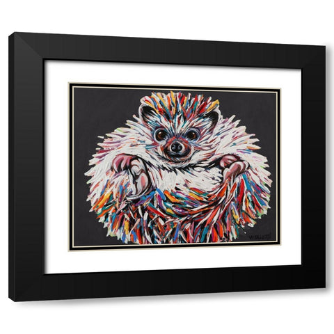 Custom Colorful Hedgehog II Black Modern Wood Framed Art Print with Double Matting by Vitaletti, Carolee