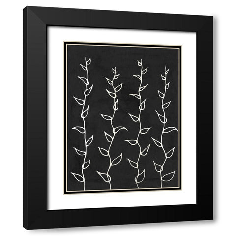 Ivory Vines I Black Modern Wood Framed Art Print with Double Matting by Willett, Michael