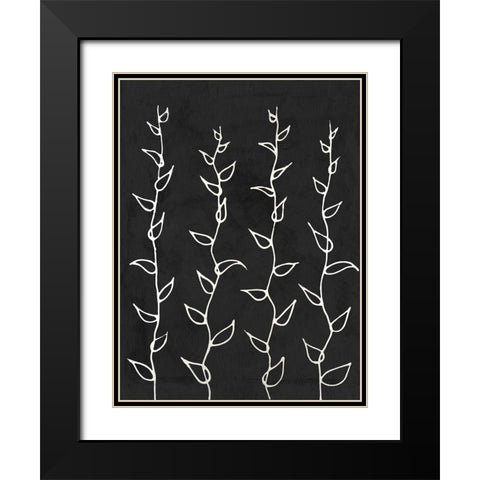Ivory Vines I Black Modern Wood Framed Art Print with Double Matting by Willett, Michael