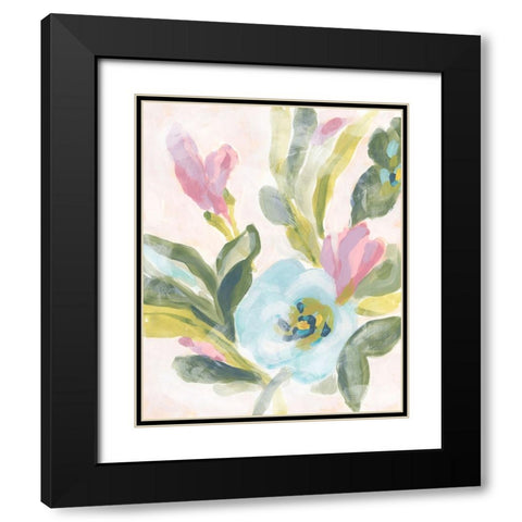 Floral Breeze Fresco  II Black Modern Wood Framed Art Print with Double Matting by Vess, June Erica