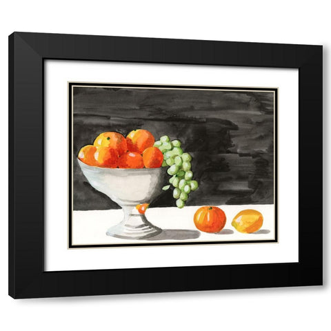 Watercolor Fruit Bowl II Black Modern Wood Framed Art Print with Double Matting by Longley, Alicia