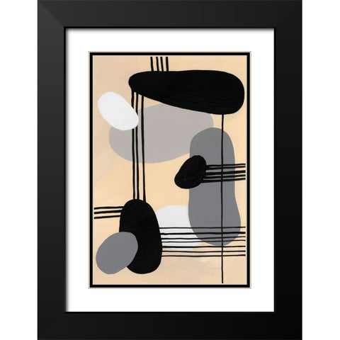 Interconnected Shapes II Black Modern Wood Framed Art Print with Double Matting by Moore, Regina