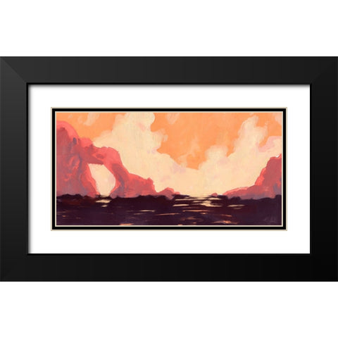 Pink Rock Coast I Black Modern Wood Framed Art Print with Double Matting by Green, Jacob