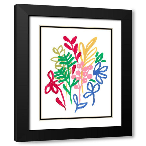 Bold Brushstroke Blooms II Black Modern Wood Framed Art Print with Double Matting by Vess, June Erica