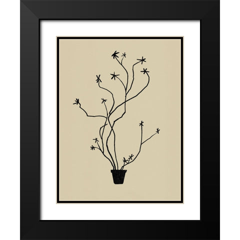 Spring Sprig Vase II Black Modern Wood Framed Art Print with Double Matting by Green, Jacob