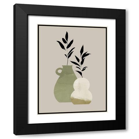 Simple Bud Vases II Black Modern Wood Framed Art Print with Double Matting by Green, Jacob