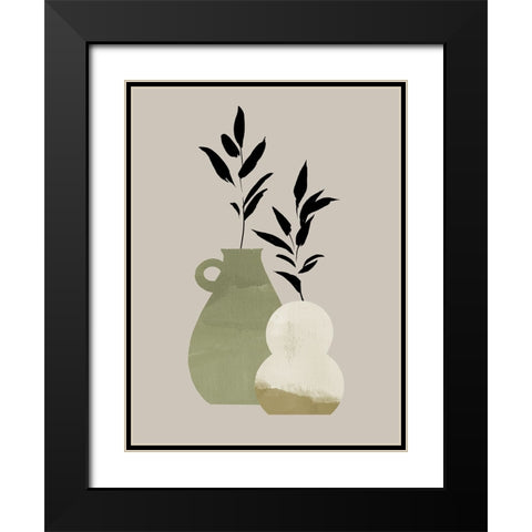 Simple Bud Vases II Black Modern Wood Framed Art Print with Double Matting by Green, Jacob