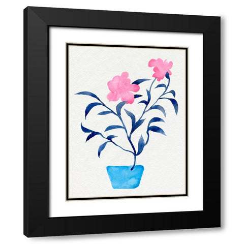 Hot Pink Hibiscus II Black Modern Wood Framed Art Print with Double Matting by Green, Jacob