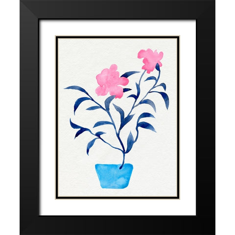 Hot Pink Hibiscus II Black Modern Wood Framed Art Print with Double Matting by Green, Jacob