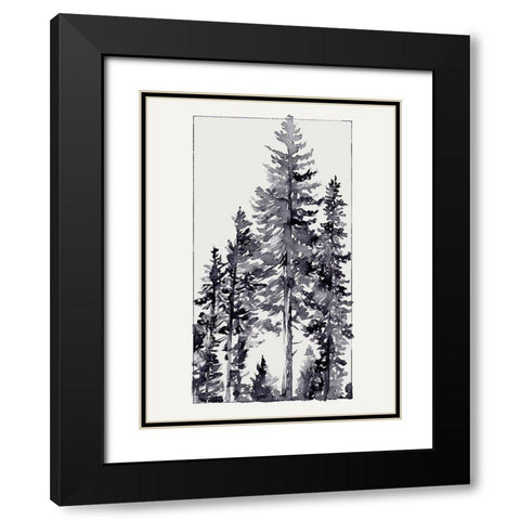 Inky Evergreen II Black Modern Wood Framed Art Print with Double Matting by Green, Jacob
