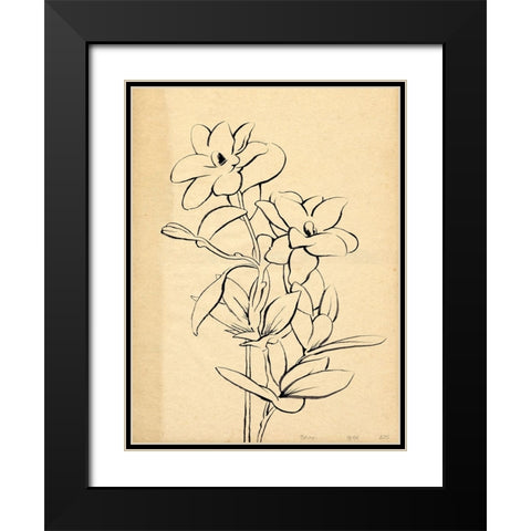 Magnolia Sketch I Black Modern Wood Framed Art Print with Double Matting by Green, Jacob