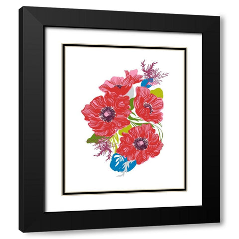 Brilliant Poppies I Black Modern Wood Framed Art Print with Double Matting by Marr, Laura