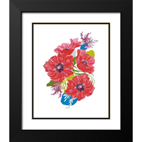 Brilliant Poppies I Black Modern Wood Framed Art Print with Double Matting by Marr, Laura