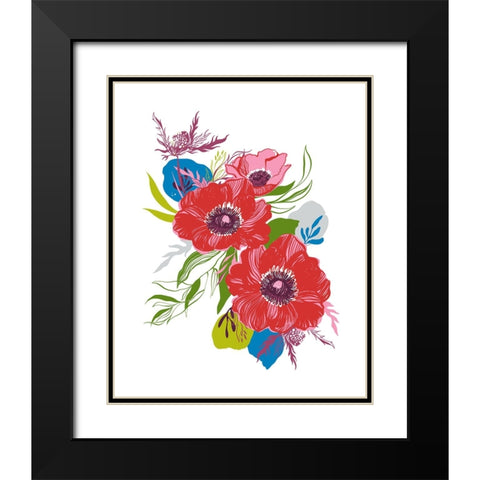 Brilliant Poppies II Black Modern Wood Framed Art Print with Double Matting by Marr, Laura