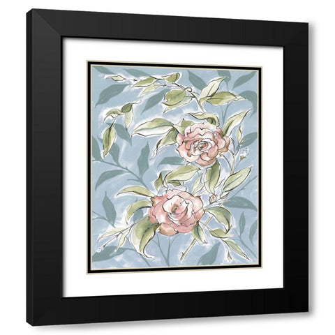 Faded Camellias II Black Modern Wood Framed Art Print with Double Matting by Marr, Laura