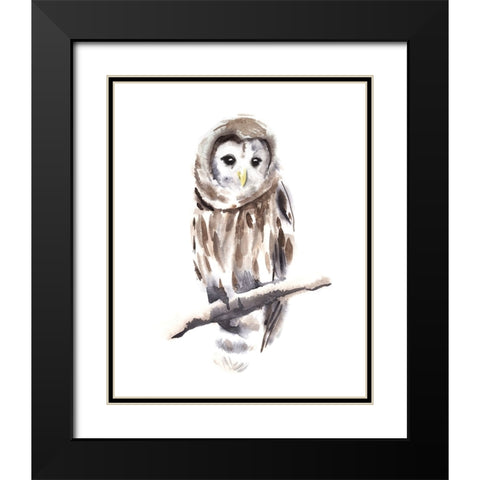 Barred Owl Impressions I Black Modern Wood Framed Art Print with Double Matting by Warren, Annie