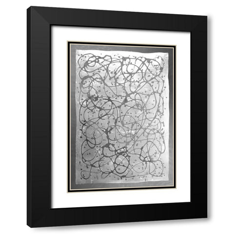 Graffiti in Silver  I Black Modern Wood Framed Art Print with Double Matting by Lam, Vanna