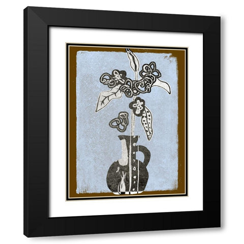 Graphic Flowers in Vase I Black Modern Wood Framed Art Print with Double Matting by Wang, Melissa
