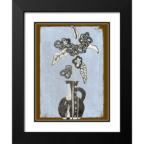 Graphic Flowers in Vase I Black Modern Wood Framed Art Print with Double Matting by Wang, Melissa