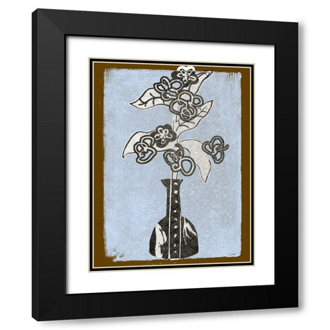 Graphic Flowers in Vase III Black Modern Wood Framed Art Print with Double Matting by Wang, Melissa