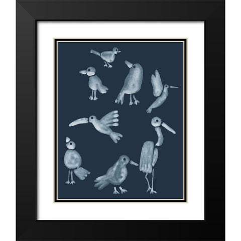 Flock II Black Modern Wood Framed Art Print with Double Matting by Longley, Alicia