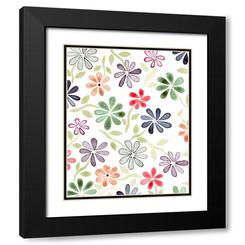 Faded Flowers I Black Modern Wood Framed Art Print with Double Matting by Galapon, Nikki