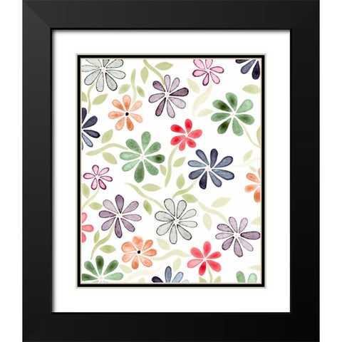 Faded Flowers I Black Modern Wood Framed Art Print with Double Matting by Galapon, Nikki