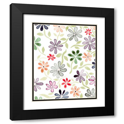 Faded Flowers II Black Modern Wood Framed Art Print with Double Matting by Galapon, Nikki