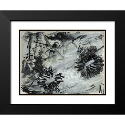 Black And White Chinois I Black Modern Wood Framed Art Print with Double Matting by Cartissi